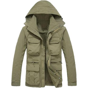 Imagem de Jaquetas Táticas Masculinas De Secagem Rápida 2 Em 1 à Prova D'água Com Vários Bolsos Casacos Militares Com Capuz, khaki, XL
