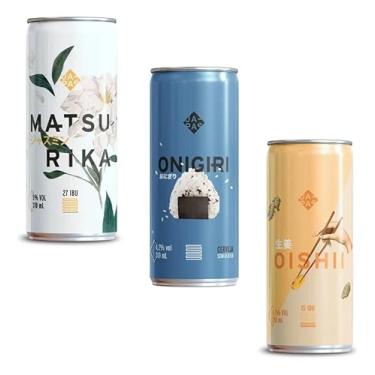 Imagem de Kit 03 Cerveja Japas Onigiri Matsurika Oishii Pilsen Gengibre Flor de Jasmim 310ml