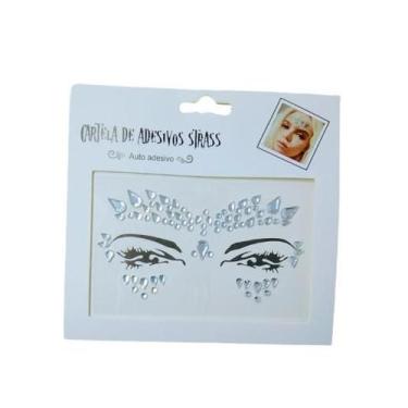 Imagem de Adesivo Para o Rosto Strass Prata Cristal " Modelo 9" Festas Carnaval 