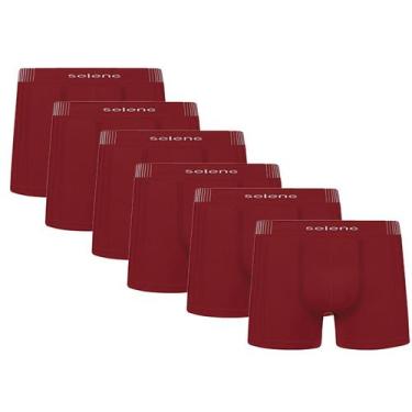 Imagem de 6 Cuecas De Microfibra Boxer Box Selene Sem Costura Plus Size, Bordô, 