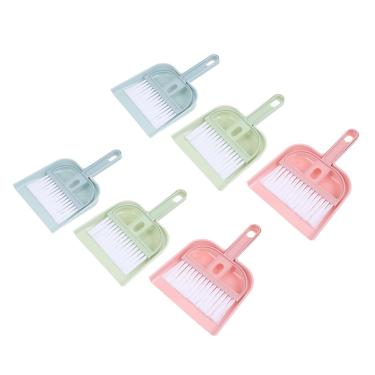 Imagem de WRITWAA 6 conjuntos de mini kit de limpeza de vassoura e pá de lixo para uso doméstico, design compacto para desktops e espaços de remoção de poeira e pelos