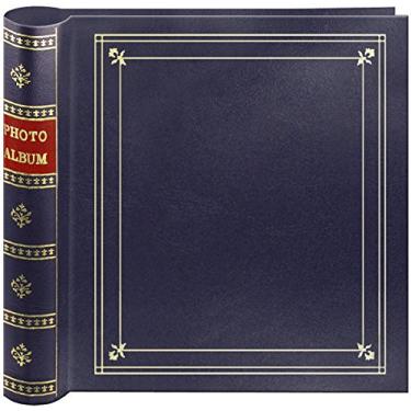 Imagem de Pioneer Photo álbum de fotos com 200 bolsos, capa encadernada para impressões de 10 x 15 cm, couro branco com detalhes dourados, Azul marinho, 1