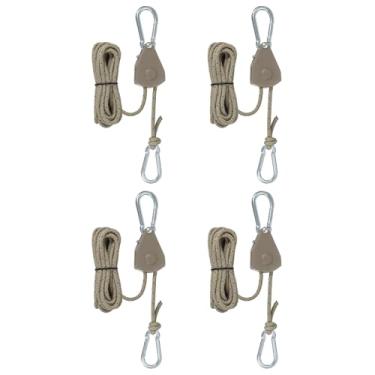 Imagem de PATIKIL 4 peças cabides de corda ajustáveis, 1/20.3 cm x 2.4 m Ratchet Grow Light Hangers Refletor Reforçado Engrenagem Interna Catraca para Pendurar Caiaque, Café