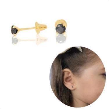 Imagem de Brinco de Ouro 10K 416 Zircônia 2,5mm para Recém Nascidos, Bebês, Cria