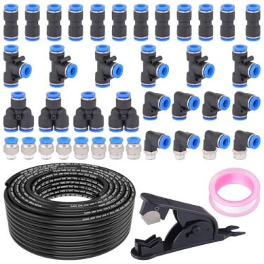 Imagem de XaXmTee Linha de ar DOT de 3/20.3 cm com kit de acessórios de ar de conexão rápida de 40 peças, linhas de ar DOT de 3/8 com encaixes de linha de ar de bloqueio de pressão pneumático para conectar
