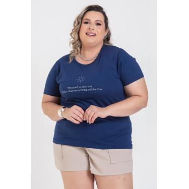 Imagem de T-shirt Feminina Plus Size Malha Algodão Estampada "THE SECRET IS ONLY