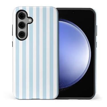 Imagem de WANKBLC Capa brilhante compatível com Samsung Galaxy S25 Plus para meninas e meninos, design de corpo inteiro, silicone macio, proteção contra arranhões, padrão maluco, listras azuis e brancas, linha