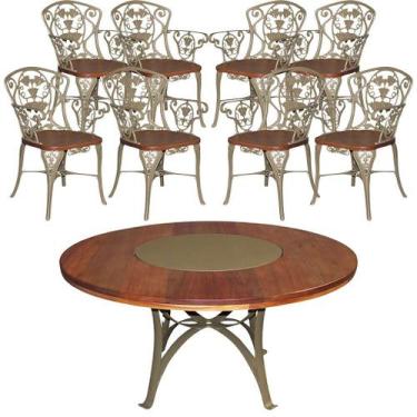 Imagem de Conjunto de Mesa Jantar 1,60m Madeira Giratória 6 Cadeiras Malbec Alum