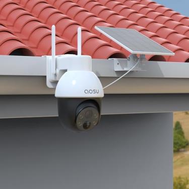 Imagem de HOLACA Kits de montagem de calha compatíveis com câmeras de segurança solar AOSU 5MP/3K sem fio ao ar livre (SolarCam D1 SE) e painel solar Aosu (branco)