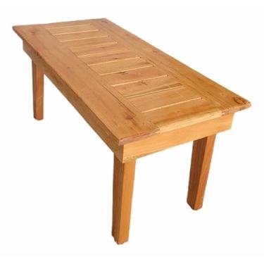 Imagem de Decoração Para Sala, Mesa de Centro Rústica em Madeira, Retangular, 80 cm x 40 cm x 36 cm, Ripada Clean, Acabamento Brilhante