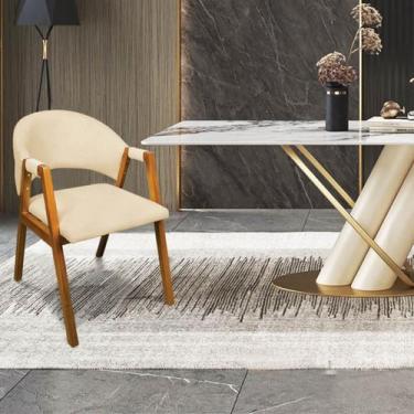 Imagem de Cadeira Sala de Jantar Em Madeira Yara Suede Bege D03 - D'Rossi - D Ro