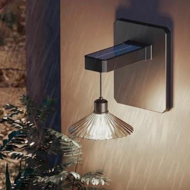 Imagem de Luzes de parede LED solares externas IP65 à prova d'água vintage arandelas cerca jardim luzes de parede alimentadas por energia solar para casa, porta da frente, cerca, caminho, decoração de quintal