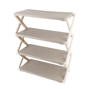 Imagem de Cffuvros Rack de Sapato Dobrável para Guarda Roupas e Corredores, Pequeno Armário de Rack de Sapatos Estreitos, Rack de Armazenamento de Sapatos Vertical Dobrável Resistente para C (4 camadas)