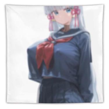 Imagem de LIEGBMEU Tapeçaria sexy de menina anime sexy 152 x 152 cm arte de colcha de parede decoração de tapeçaria caprichosa AE13