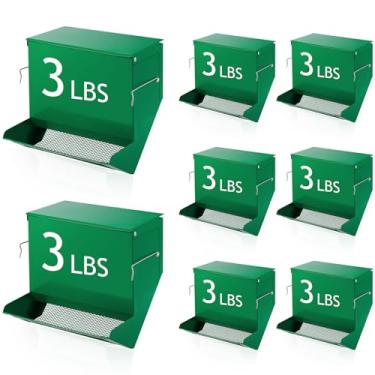 Imagem de Maxcheck Alimentador de coelho para gaiolas, dispensador de comida de animais pequenos com tampa, alimentador de coelho de metal externo para porquinho-da-índia (19 cm)