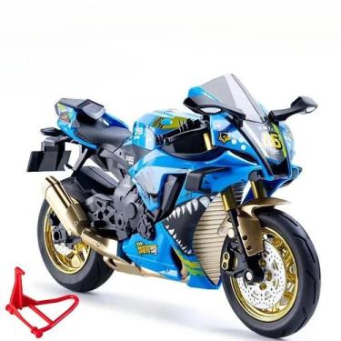 Imagem de Modelo De Motocicleta Yamaha Som Luz Brinquedo Deslizante Liga Ornamen