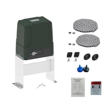 Imagem de GATEXPERT Kit de operador de portão automático deslizante com 2 controles remotos portões deslizantes de até 499 kg e motor de portão acionado por corrente longa de 12,2 m SL500DCL (150W)