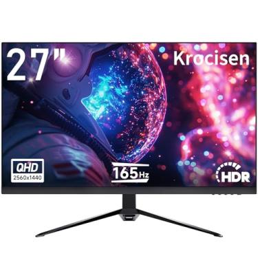 Imagem de Monitor de jogos de 27 polegadas, QHD 2560 * 1440p, 165Hz 99% sRGB, tela IPS sem moldura, 1ms, FreeSync, DisplayPort HDMI, alto-falantes embutidos e luz LED arco-íris, montagem VESA