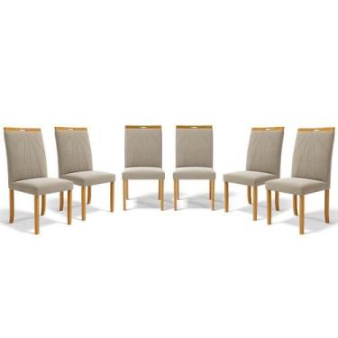 Imagem de Kit Com 6 Cadeiras Maiara Madeira Maciça Estofadas Para Mesa De Jantar