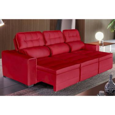Imagem de Sofá Império 6 Lugares 2,90cm Retrátil E Reclinável - De Casa Décor E Estofados Vermelho