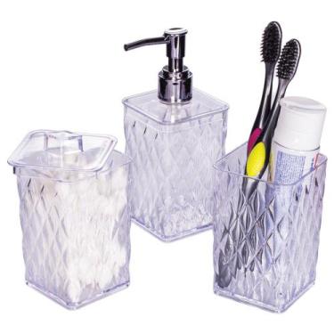 Imagem de Kit 03 Pçs Organizador de Banheiro Glamour Transparente 014666 Plasúti