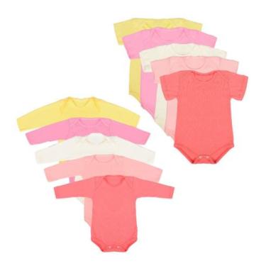 Imagem de Roupa de Bebê Body Bebês Kit 10 Peças Manga Longa e Curta Feminino - D