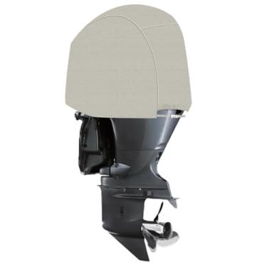 Imagem de Capa de motor de popa compatível com 2015-2022 Yamaha F200 F175 F150 (B-Series) Capa de motor de barco de popa Oxford pesada 600D Oxford com forro de algodão resistente ao desbotamento (cinza)