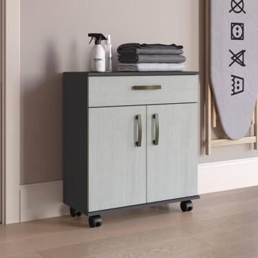 Imagem de Cômoda 67,5cm X 74cm 2 Portas 1 Gaveta Mdp Grafite/Snow