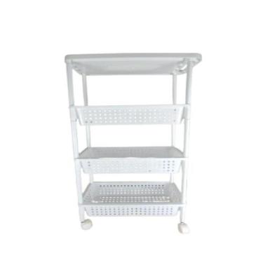 Imagem de Organizador 4 Prateleiras Carrinho Branco Banheiro Cozinha - Yeet