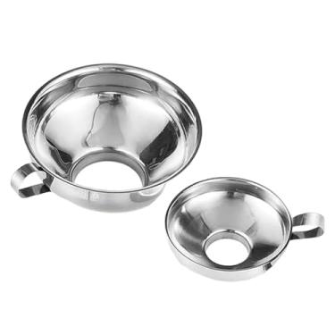 Imagem de Fenteer 2 peças de funis de conserva com alça para encher potes, utensílios de cozinha de aço inoxidável para farinha fluida, partículas sólidas, multiuso