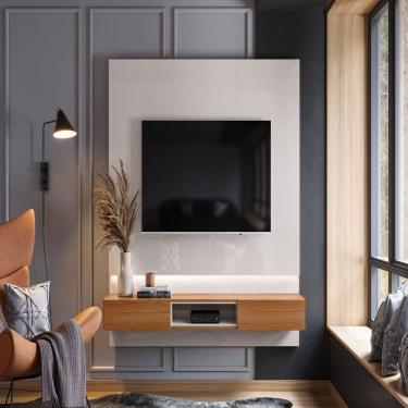 Imagem de Painel Para Tv Letonia Off White Perolizado-jequitiba