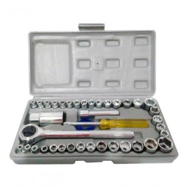 Imagem de Jogo Chave Catraca Soquete Pito Cachimbo 40 Peças Cromado - Gici Tools