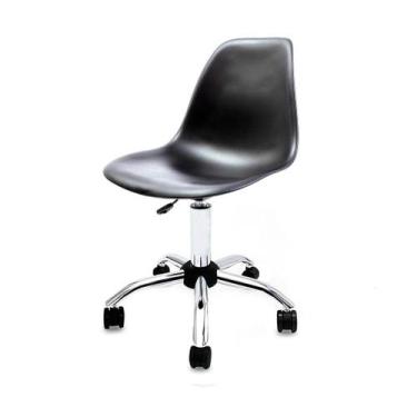 Imagem de Cadeira Eames Office Cromado Cx 1 PC Transparente - La Mobilia, Preto