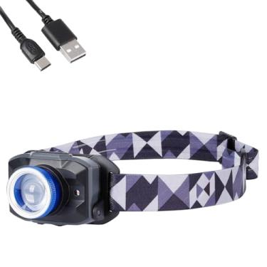 Imagem de Lanterna de LED recarregável de 450 lúmens, com 5 modos e tampa de focagem IPX4, à prova d'água, leve, com luz branca e vermelha para acampamento, caminhada, corrida