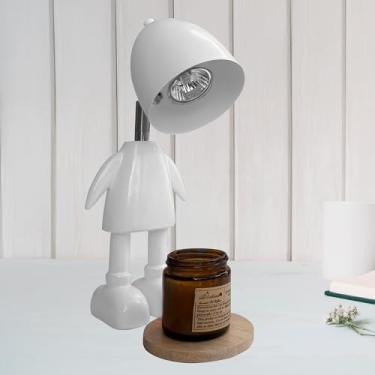 Imagem de XoooX Lâmpada branca para aquecedor de velas robô com temporizador – lâmpada de decoração de quarto e mesa de escritório para adultos, crianças e meninos; decoração de sala de jogos estética; diversão