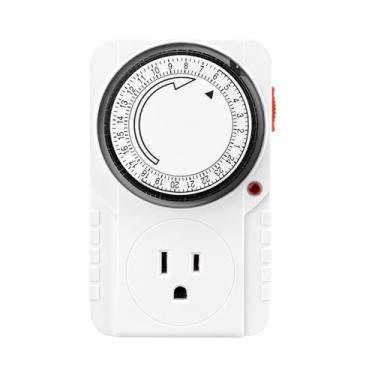 Imagem de Baomain Temporizador mecânico interno 24 horas, 15A 125VAC ON/Off Single Outlet, 3-Prong Plug Timer BND-60/U39N, ETL listado