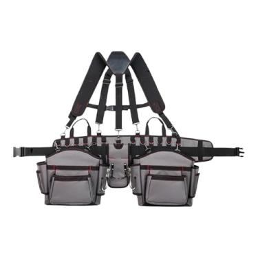 Imagem de KiBcsLic Organizador de cinto de ferramentas com suspensórios, bolsa de ferramentas de cintura, mochila portátil com bolsos para floristas, eletricistas e