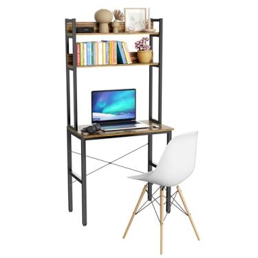 Imagem de Aquzee Mesa de 78 cm, mesa para adolescentes com prateleiras, mesas de estudo com armazenamento, mesas de computador para espaços pequenos, crianças, estudantes, economia de espaço, fácil de montar