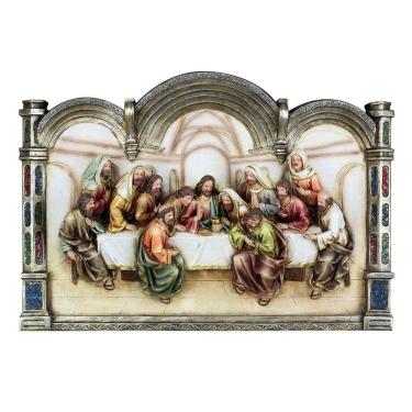 Imagem de Quadro Santa Ceia Páscoa Moldura Castelo Religioso 50Cm