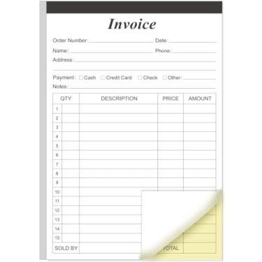 Imagem de Livro de recibos de faturas com papelão 2 partes sem carbono, formulários de pedido de 14 cm x 21,6 cm, 50 folhas livro de faturas de vendas sem carbono para pequenas empresas