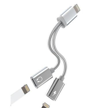 Imagem de Adaptador para iPhone para conector de fone de ouvido para Apple 14 13 12 Pro Splitter Audio (2 em 1) Dual Lightning AUX para cabo de carregamento Dongle conector de carregamento para iPad Charge