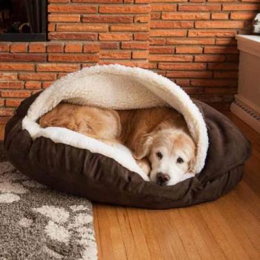 Imagem de Caverna Deluxe, Ninho De Animais De Estimação Quente De Inverno Fofinho, Grande Saco De Dormir Para Cachorro Grande, Casa De Almofada De Canil Destacável, Saco D, dark grey, S-diameter-64cm