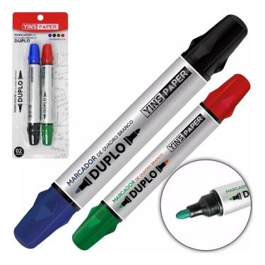 Imagem de 2 Marcadores Com 4 Cores Para Lousa Branca Canetão Marcador