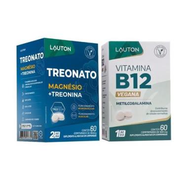 Imagem de Kit Magnésio Treonato Vitamina B12 Metilcobalamina 60 cápsulas Lauton 