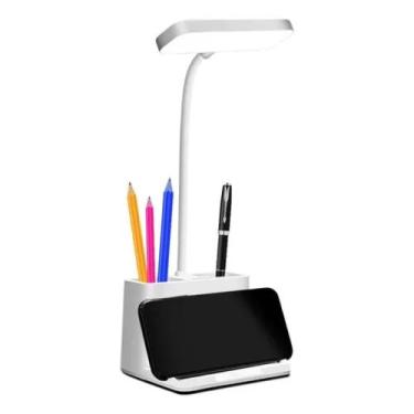Imagem de Mini Luminária De Mesa Flexível 3 Cor Led Abajur Sem Fio Com Porta Can
