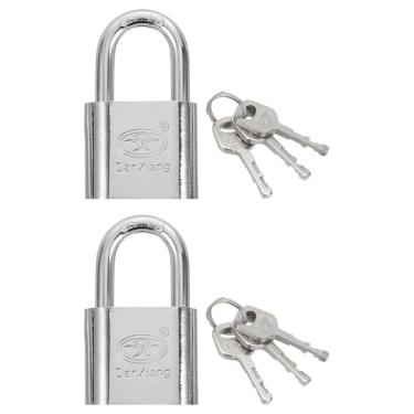 Imagem de PATIKIL Cadeado com chave, 2 peças de 3,5 cm de largura, pino de aço, cadeados marinhos com chave diferente para porta ao ar livre, cerca, ferrolho armário, caixa de ferramentas de armazenamento