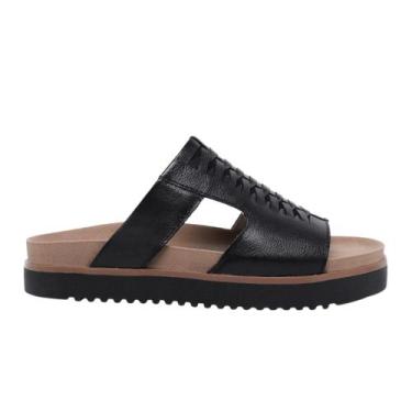 Imagem de Tamancos Papete Feminino  Anti Stress Couro Sola Canoa Preto - Pisada 