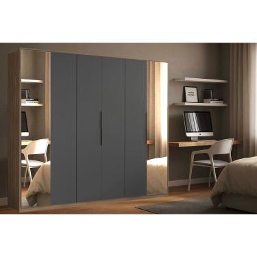 Imagem de Guarda Roupa Casal 6 Portas (2 c/ Espelho) e 6 Gavetas Atrice Amendola/Grafito - Demóbile