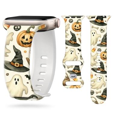Imagem de Melyis Pulseira de silicone de Halloween compatível com Apple Watch séries 11, 10, 9, 8, 7, 6, 5, 4 e 3 SE, ultra de 46 mm, 45 mm, 44 mm e 42 mm (série 3 2 1) e 49 mm