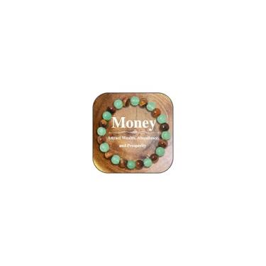 Imagem de NORLSO Pulseira de dinheiro riqueza para mulheres e homens, riqueza, Feng Shui, pulseiras da sorte, pulseira elástica com contas naturais, proteção de cristal, joias presentes espirituais, Large, Liga